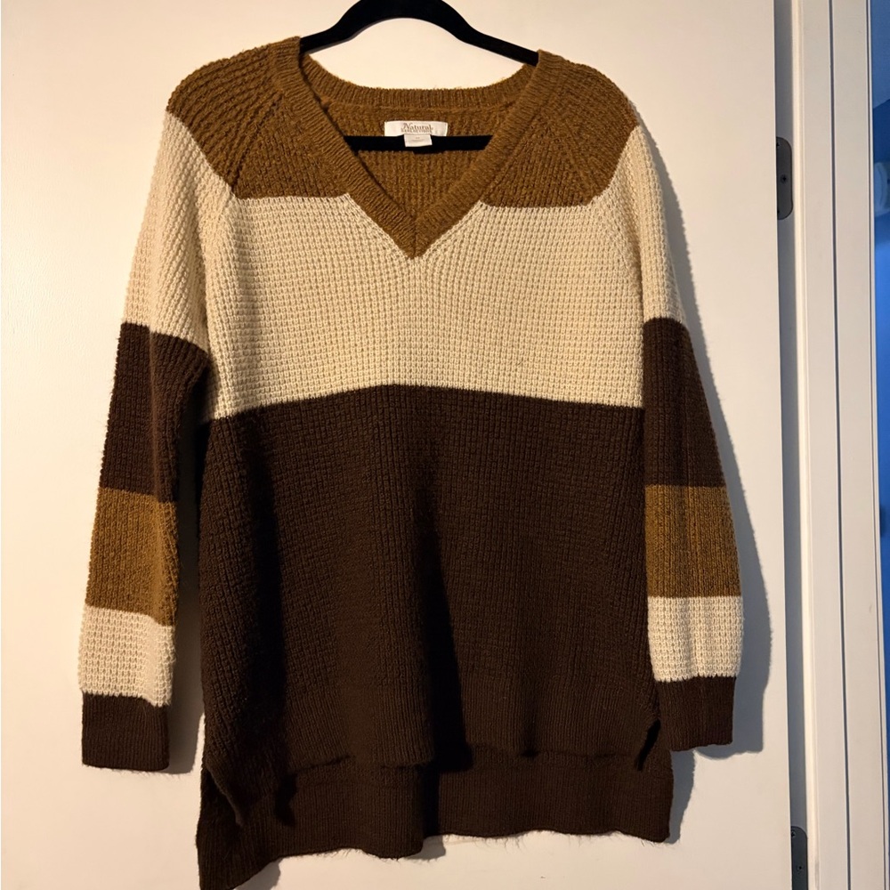 3/$17 Natural Reflections brown striped sweater